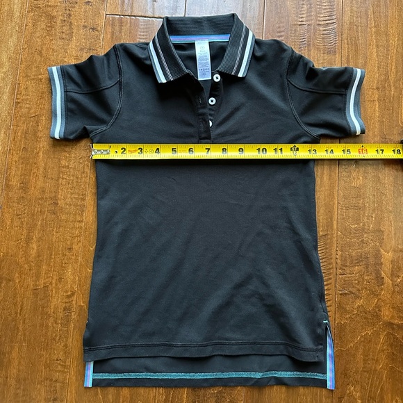 Lululemon Ivivva Girls Black We Run The Green Polo Short Sleeve Top Shirt Sz 7 - Picture 3 of 10